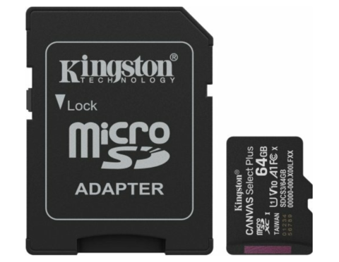 microSDXC 64GB Kingston Canvas Select Class 10 UHS-I + SD-adapter (SDCS/64GB)