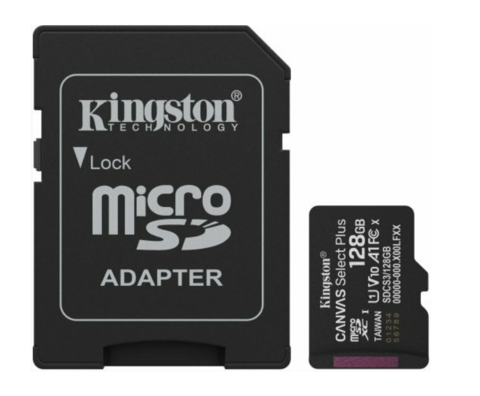 microSDXC 128GB Kingston Canvas Select Plus Class 10 UHS-I A1 + SD-adapter (SDCS2/128GB)