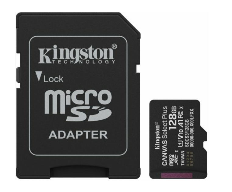 microSDXC 128GB Kingston Canvas Select Plus Class 10 UHS-I A1 + SD-adapter (SDCS2/128GB)