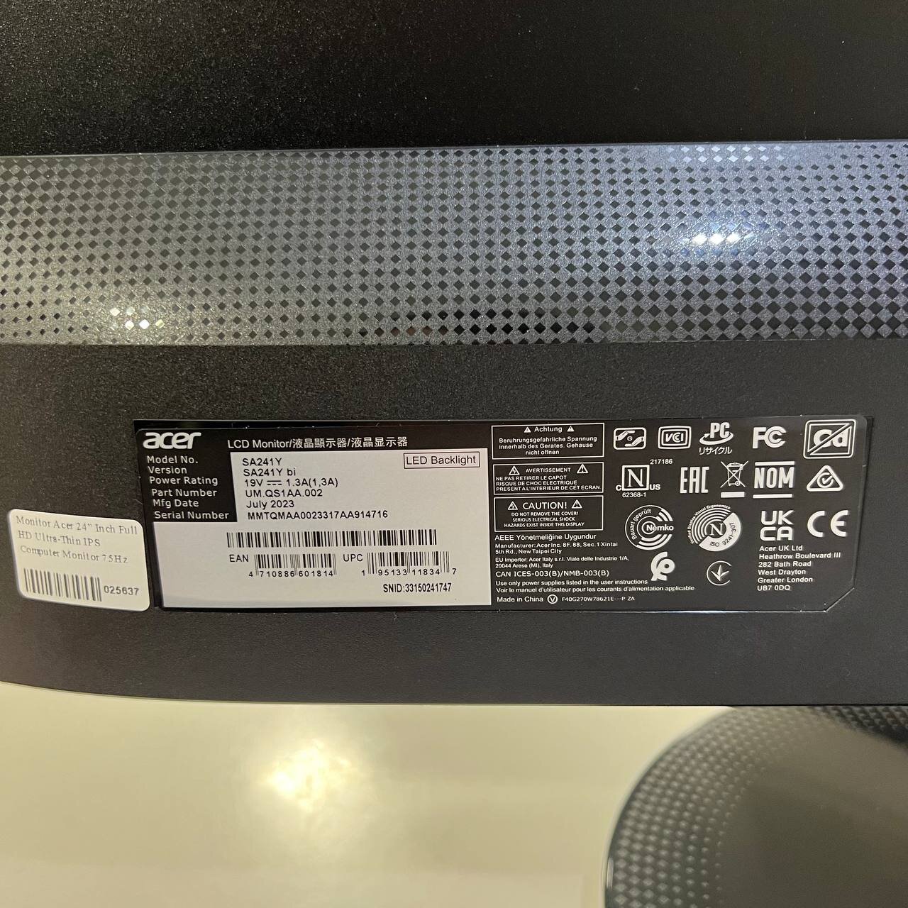 Монітор Acer SA1 Black (вживаний) 